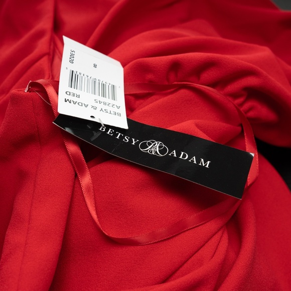 Betsy & Adam Arielle Scuba Crepe Ruffle Slit Gown - Picture 9 of 11